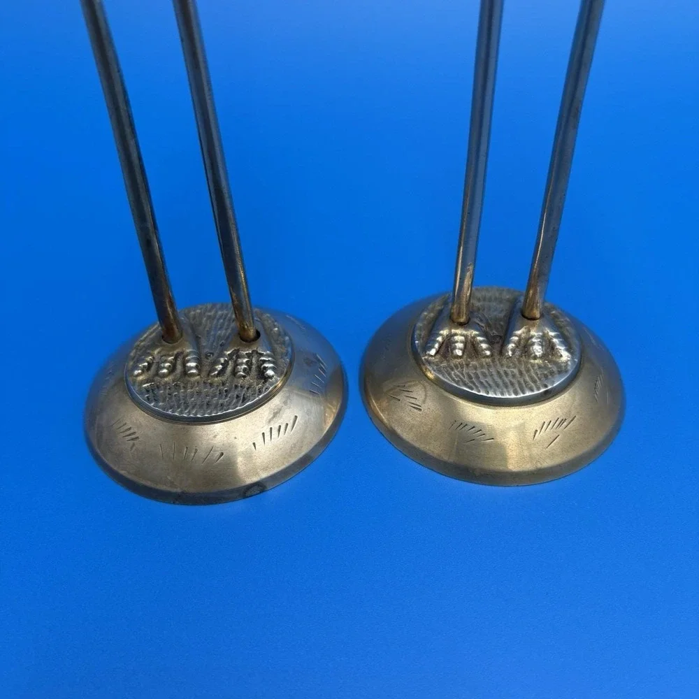 2 Lrg Brass Crane Egret Heron BIRDS Figurines on Pedestal 13